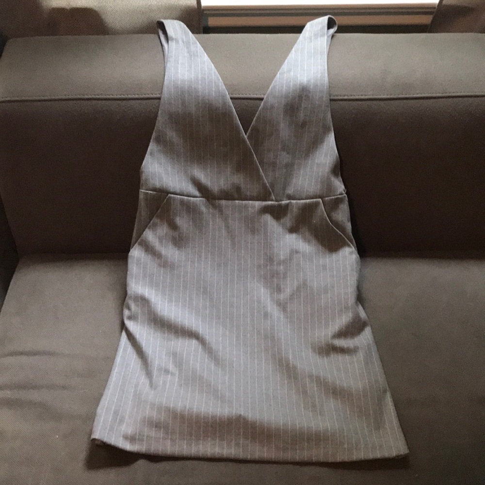 Grey pinstripe pinafore dress.....with pockets!!!